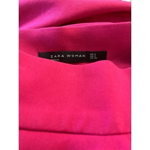 Zara Bright Pink Fuchsia Hi-Lo Draped Skirt, Raw Edges, Small - Picture 4 of 6